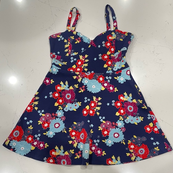 ModCloth Retro A-Line Mini Flower Dress, Smocked back, large - Picture 1 of 6